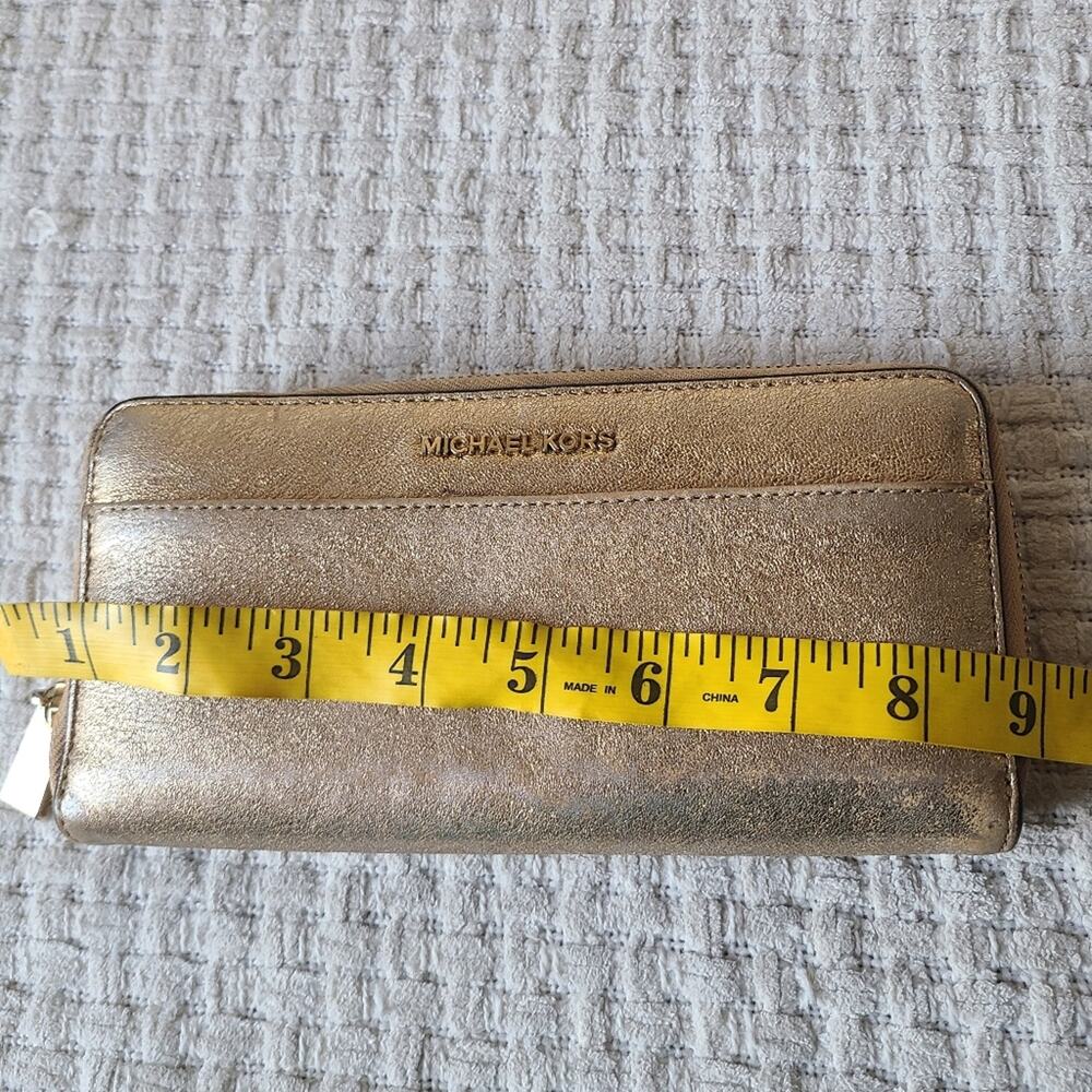 Michael Kors Metallic Gold Zip Around Wallet - Picture 9 of 11